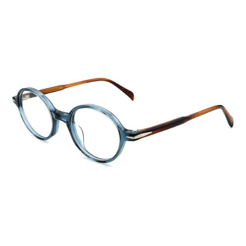 Acetate Glasses VG5041 C4, Deep Blue, Brown, Round, Three-quarter View