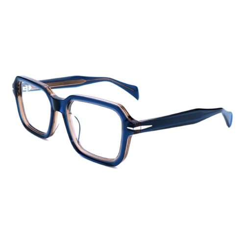 Acetate Glasses VG5042 C3, Blue, Champagne, Irregular Hexagon, Three-quarter View