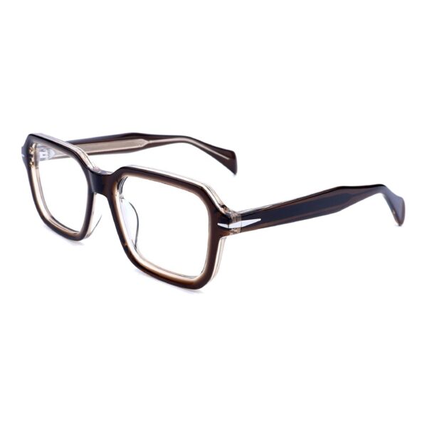 Acetate Glasses VG5042 C4, Brown, Irregular Hexagon, Three-quarter View